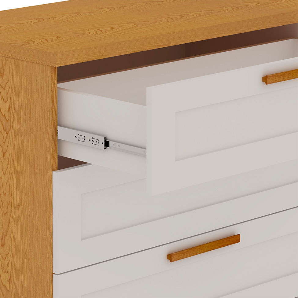 Cômoda 100% MDF Madri 6 Gavetas Branca e Cinamomo