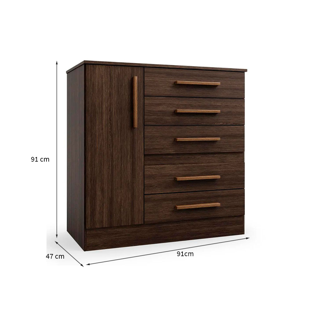Cômoda Advantage 1 Porta 5 Gavetas Capuccino Wood