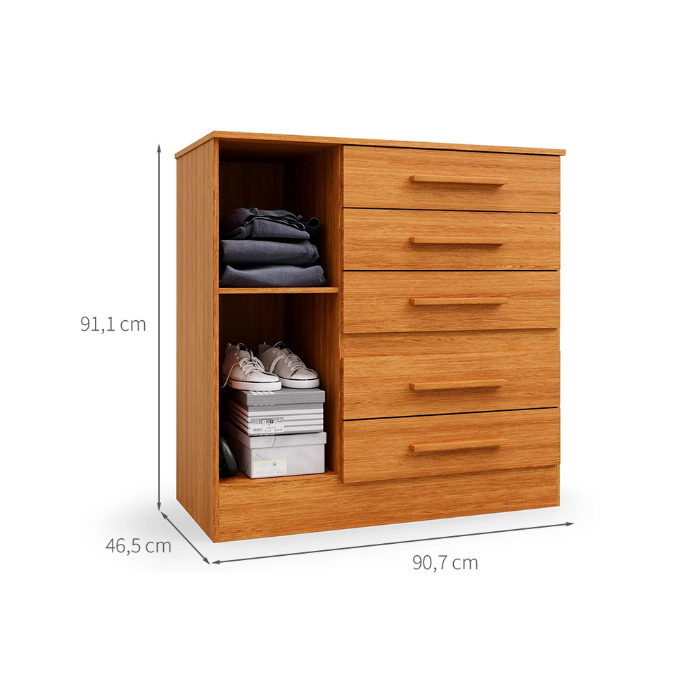 Cômoda Advantage 1 Porta 5 Gavetas Freijó
