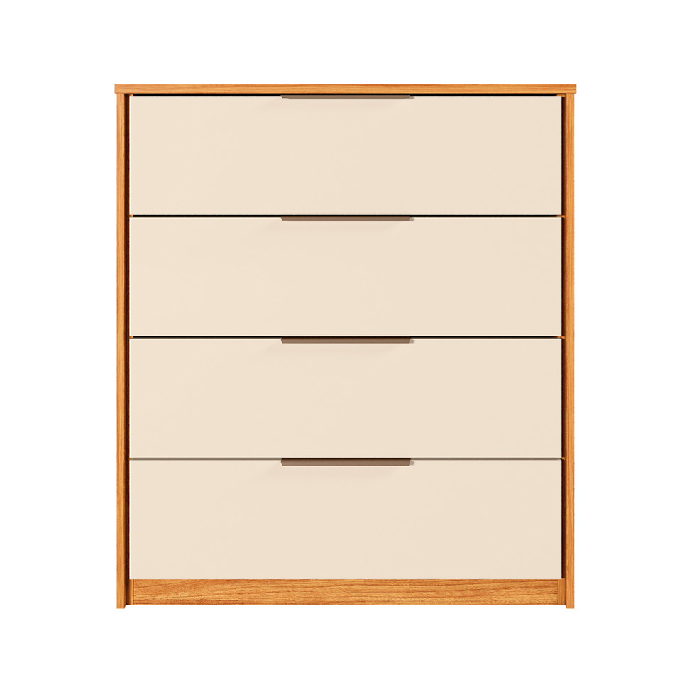 Cômoda Alia 4 Gavetas Cinnamon e Off White