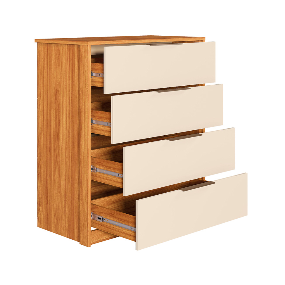 Cômoda Alia 4 Gavetas Cinnamon e Off White