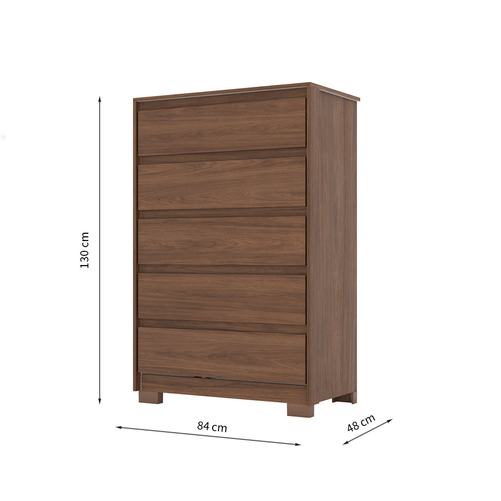 Cômoda Andría 5 Gavetas Castanho