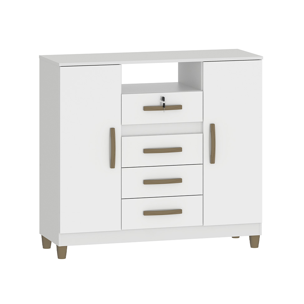 Cômoda Angra 2 Portas 4 Gavetas Branco