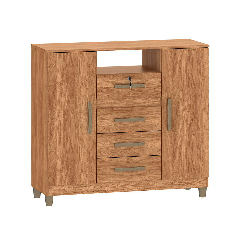 Cômoda Angra 2 Portas 4 Gavetas Mel