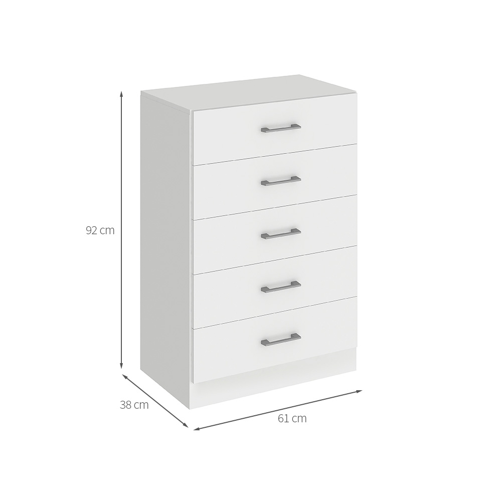 Cômoda Aruba 5 Gavetas Branco