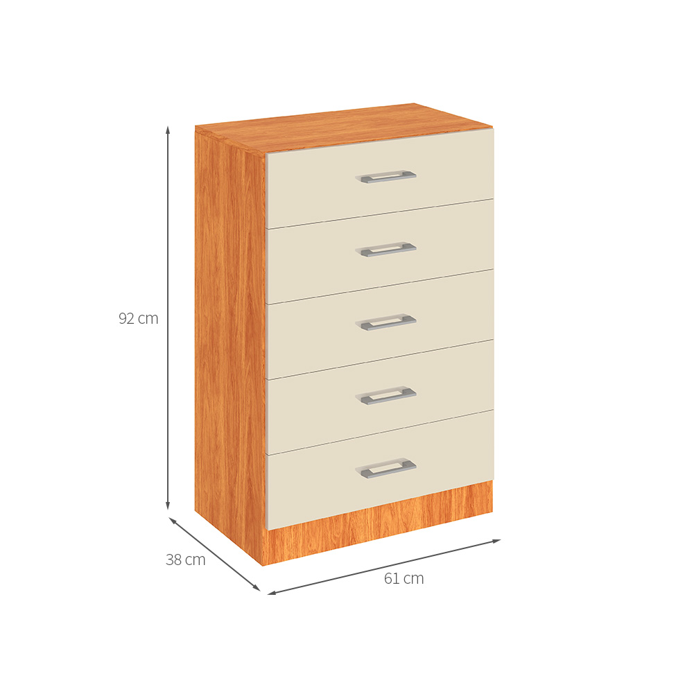 Cômoda Aruba 5 Gavetas Cinamomo e Off White