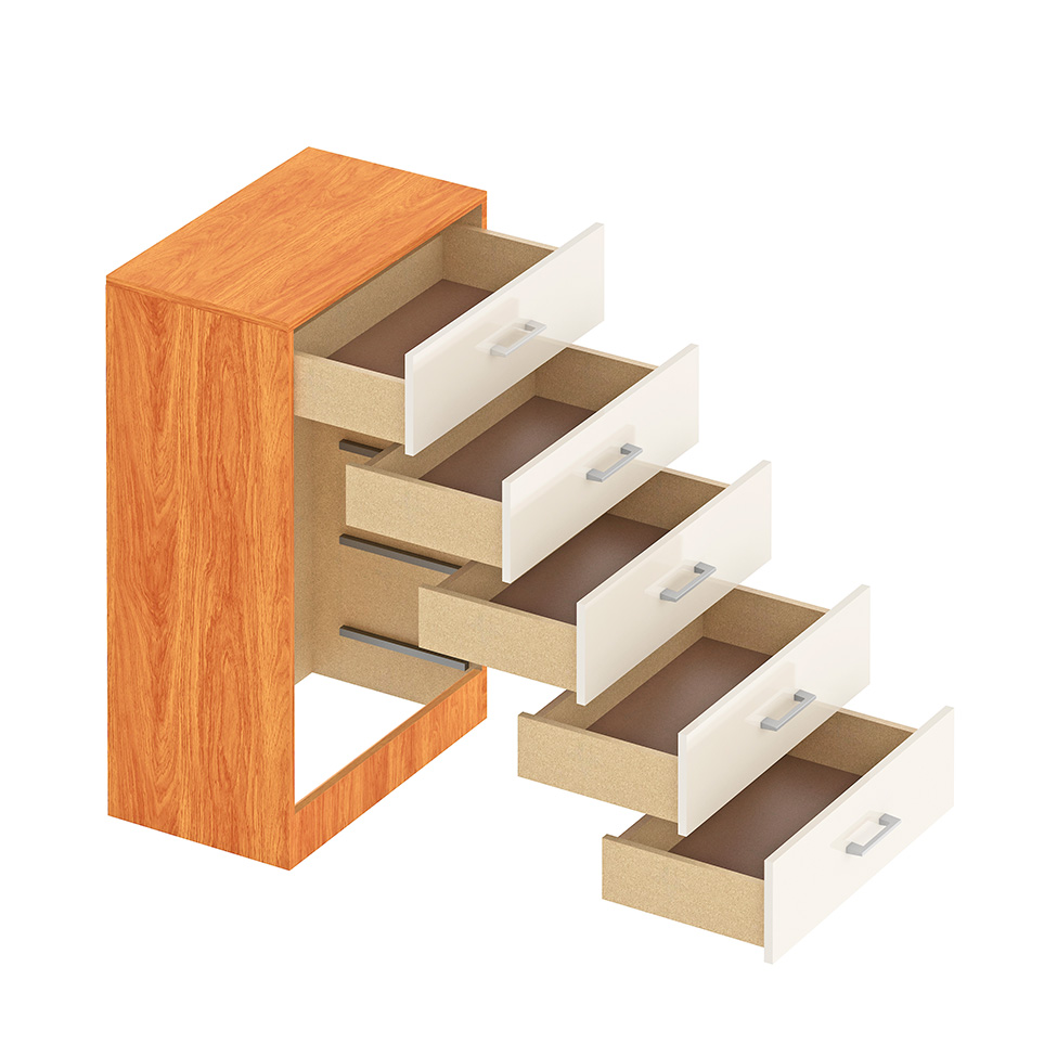 Cômoda Aruba 5 Gavetas Cinamomo e Off White