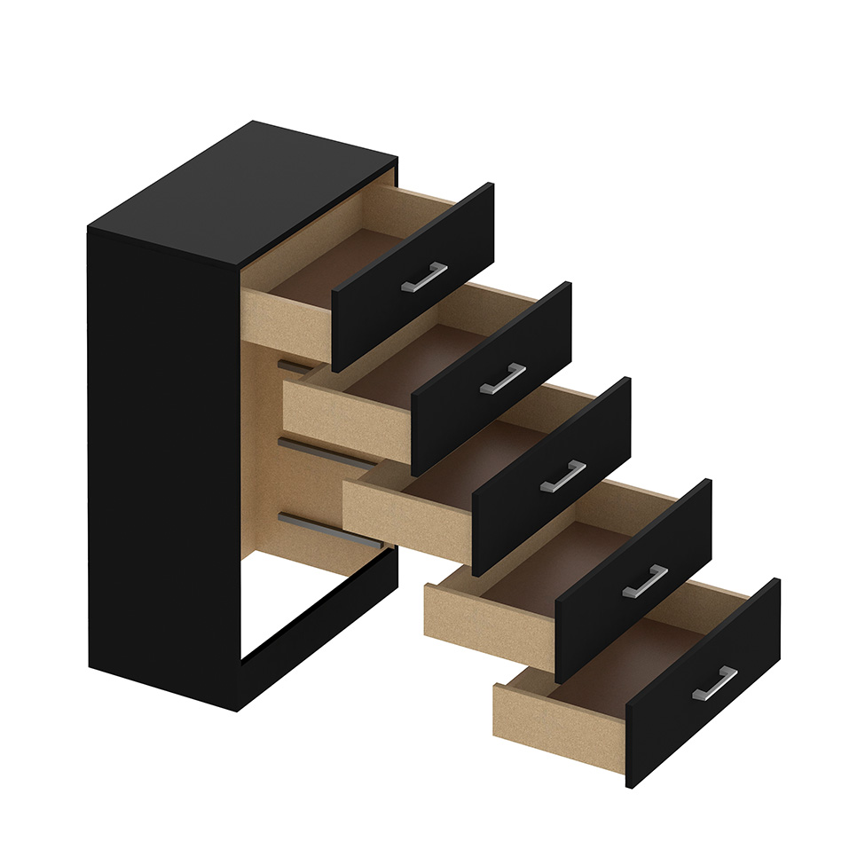 Cômoda Aruba 5 Gavetas Preto