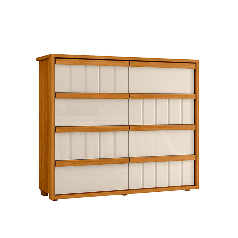 Cômoda Aura 8 Gavetas Cinamomo e Off White