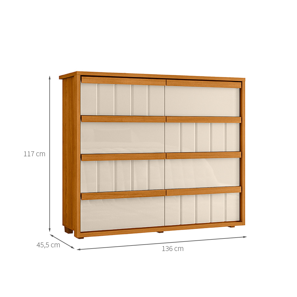 Cômoda Aura 8 Gavetas Cinamomo e Off White