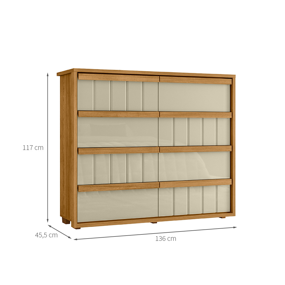 Cômoda Aura 8 Gavetas Cumaru e Opala