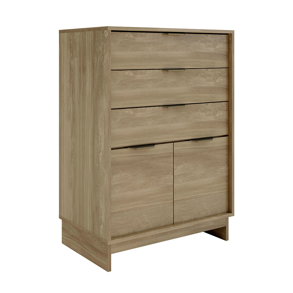 Cômoda Bergen 2 Portas 3 Gavetas Noce
