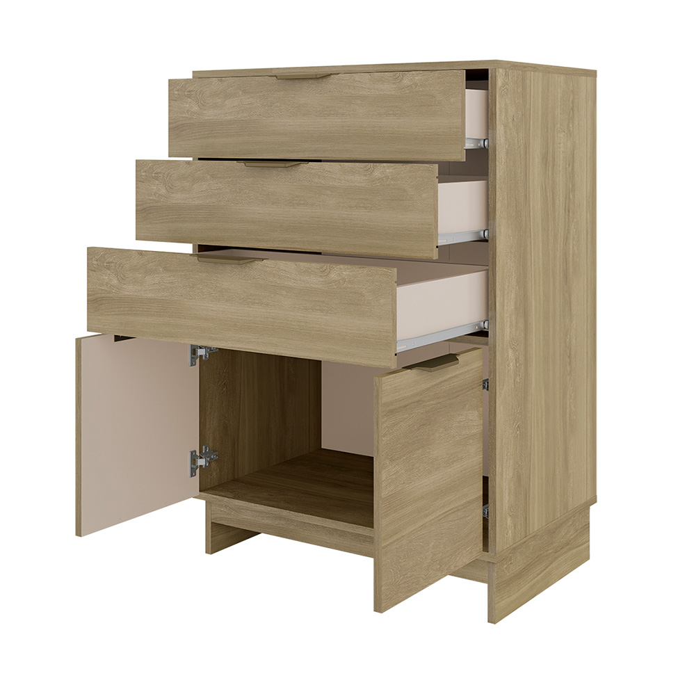Cômoda Bergen 2 Portas 3 Gavetas Noce