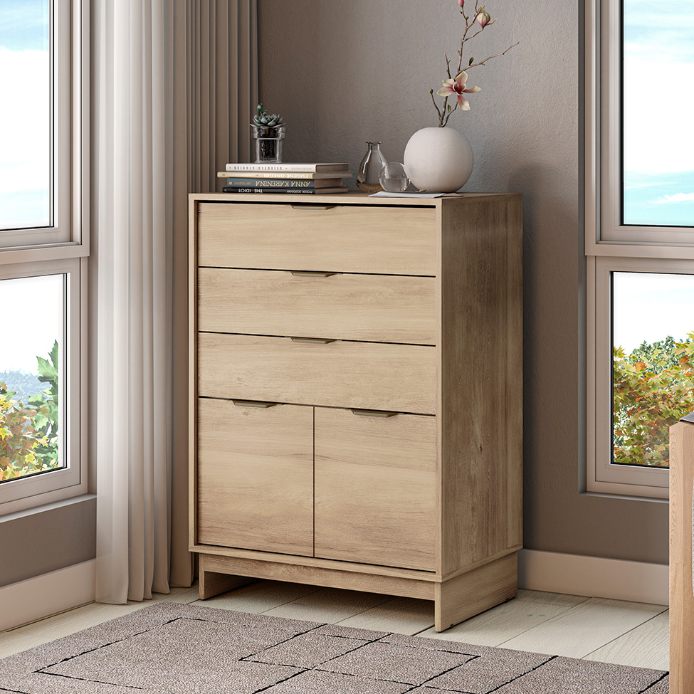 Cômoda Bergen 2 Portas 3 Gavetas Noce