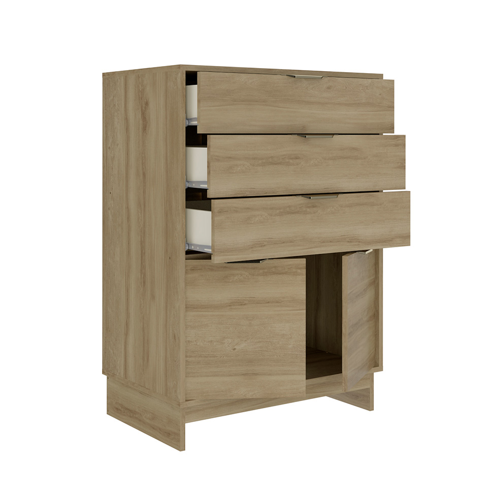 Cômoda Bergen 2 Portas 3 Gavetas Noce