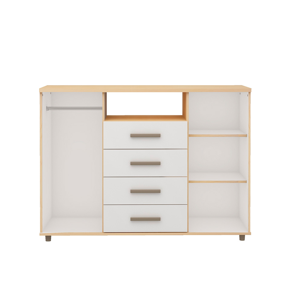 Cômoda Berlim 2 Portas 4 Gavetas Off White e Freijó