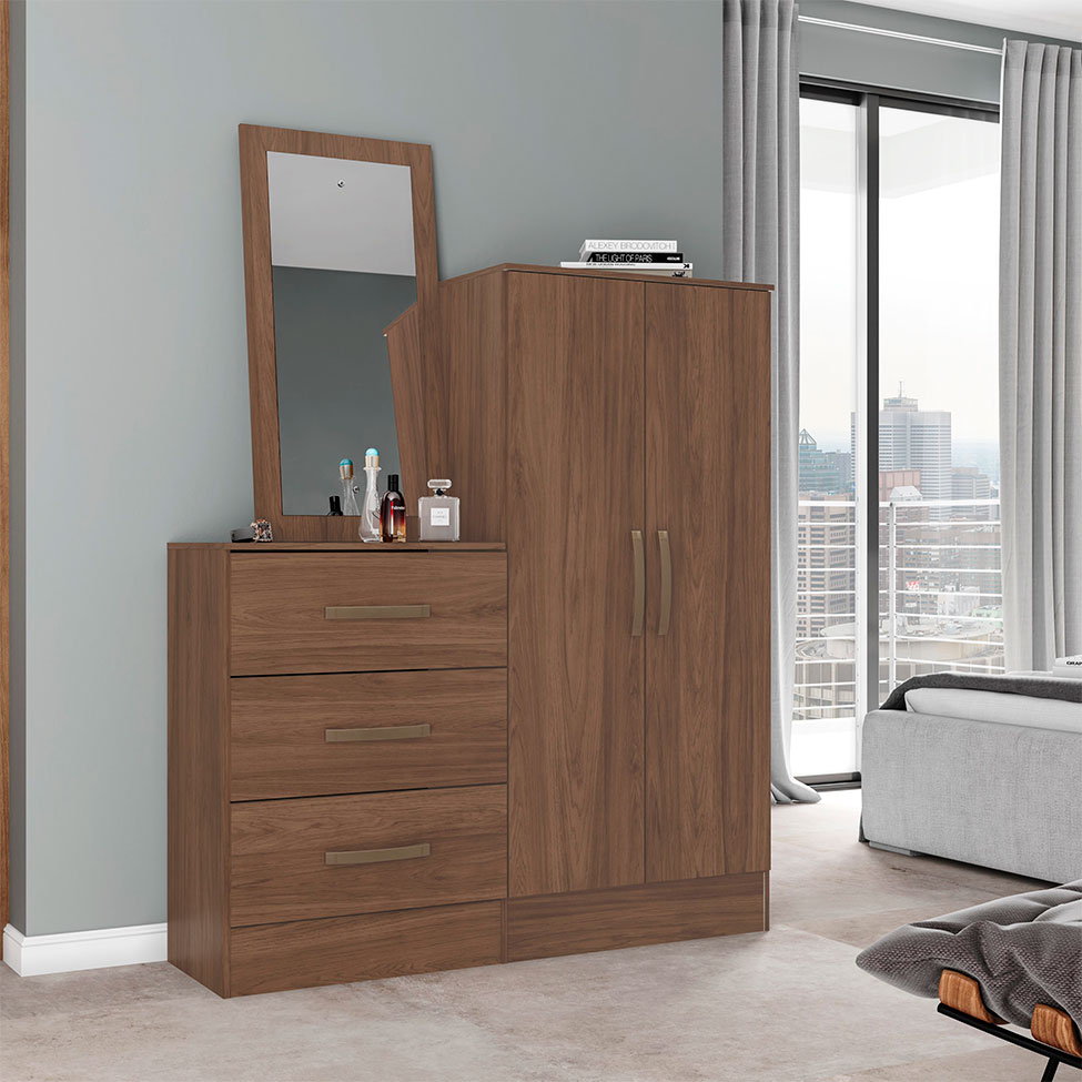 Cômoda Briz 2 Portas 3 Gavetas Castanho
