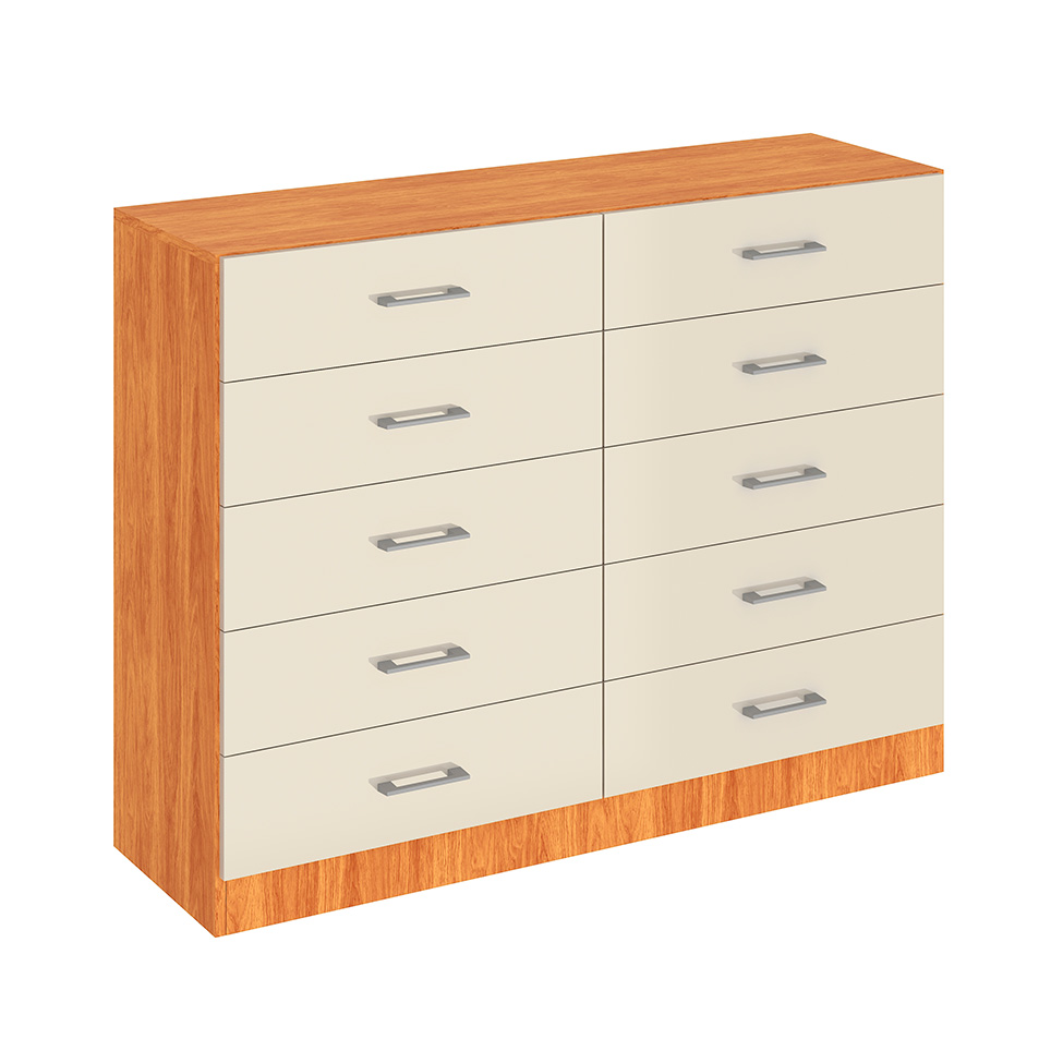 Cômoda Caribe 10 Gavetas Cinamomo e Off White
