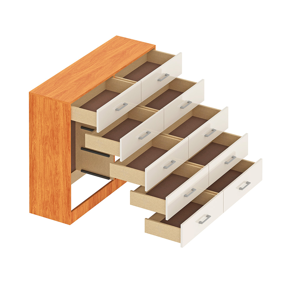 Cômoda Caribe 10 Gavetas Cinamomo e Off White