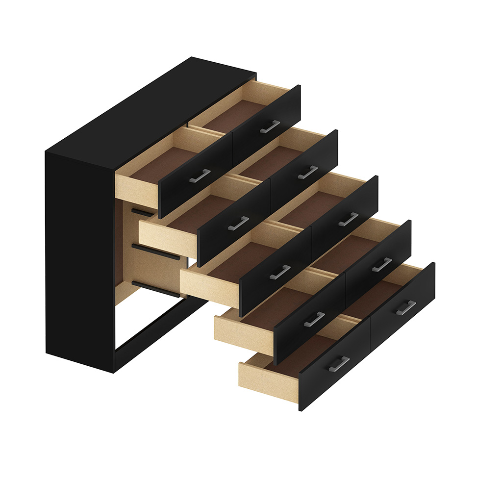 Cômoda Caribe 10 Gavetas Preto