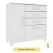 Cômoda Chicago 1 Porta 4 Gavetas 104 cm Neve