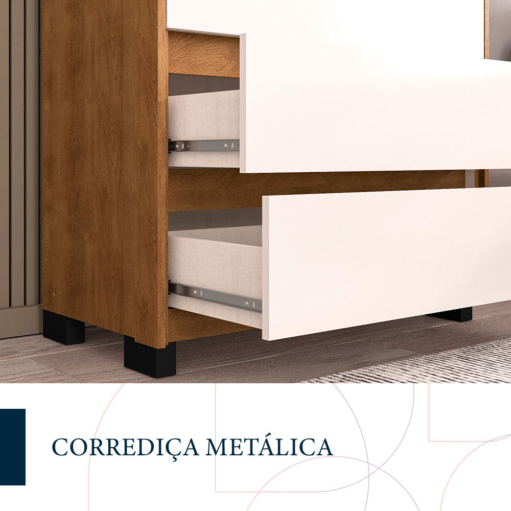 Cômoda Coimbra 4 Gavetas Freijó e Off White
