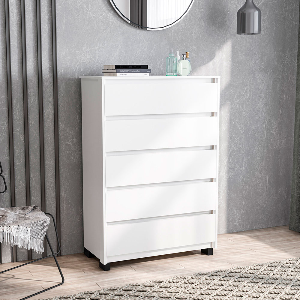 Cômoda Coimbra 5 Gavetas Branca 128 cm