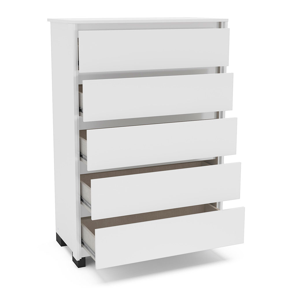 Cômoda Coimbra 5 Gavetas Branca 128 cm