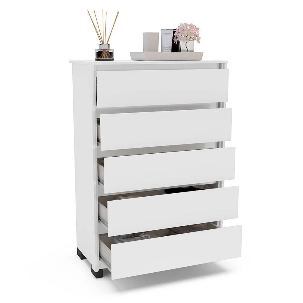 Cômoda Coimbra 5 Gavetas Branca 128 cm