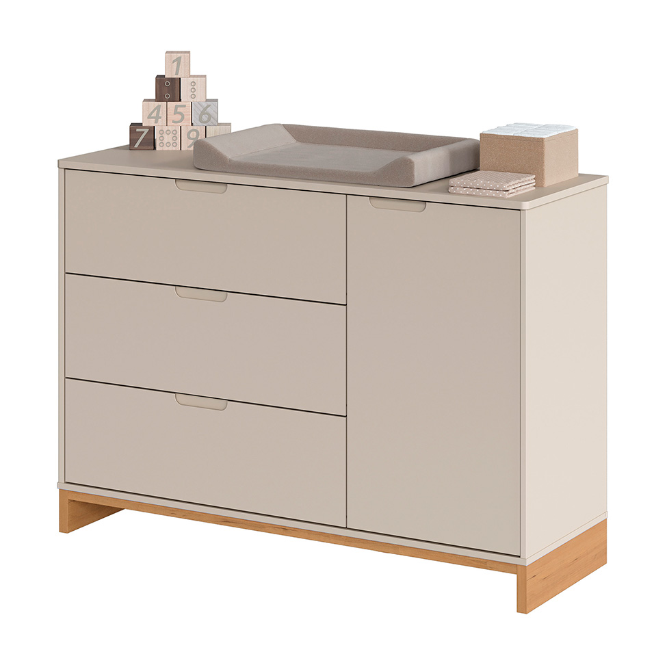 Cômoda Cubo 1 Porta 3 Gavetas Areia