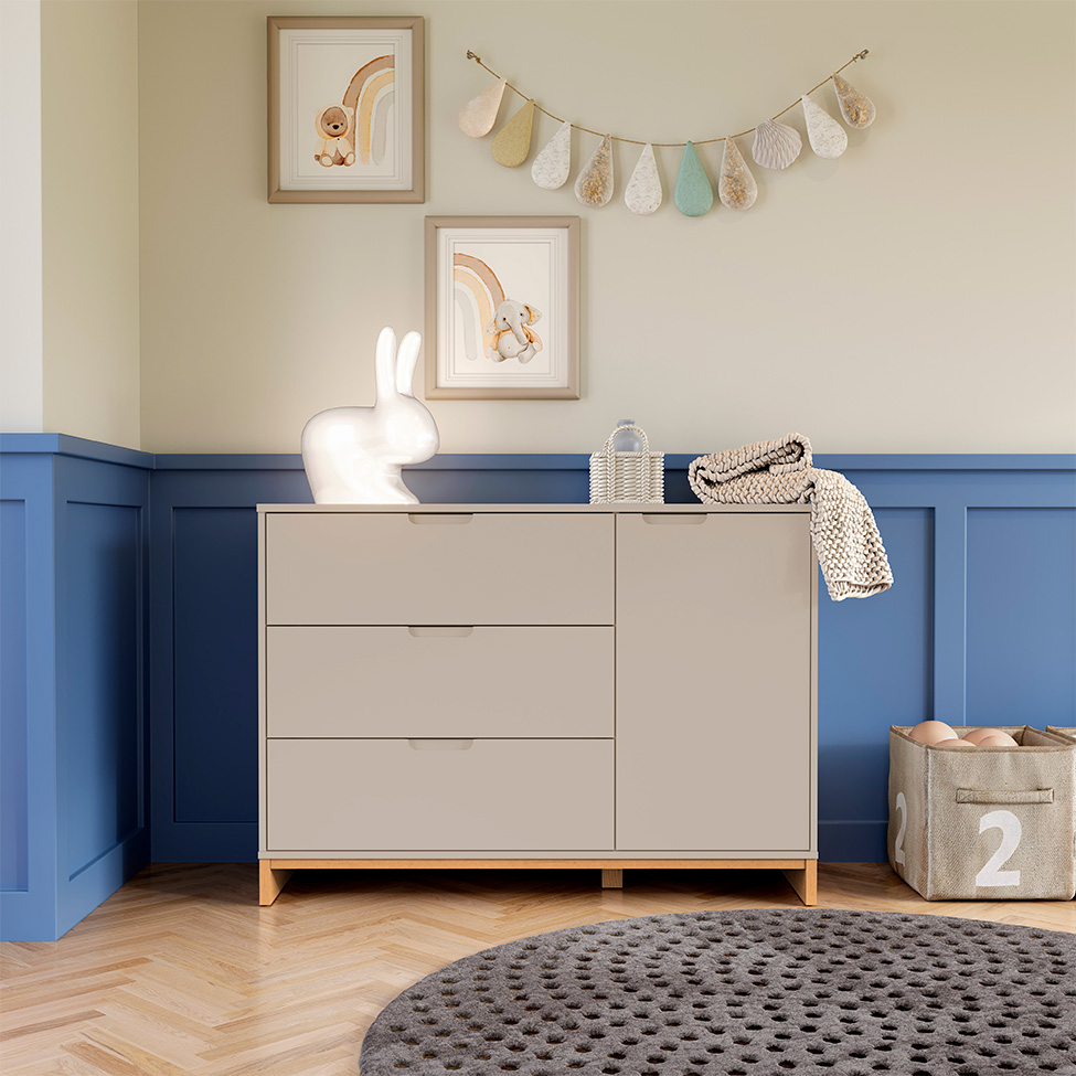 Cômoda Cubo 1 Porta 3 Gavetas Areia