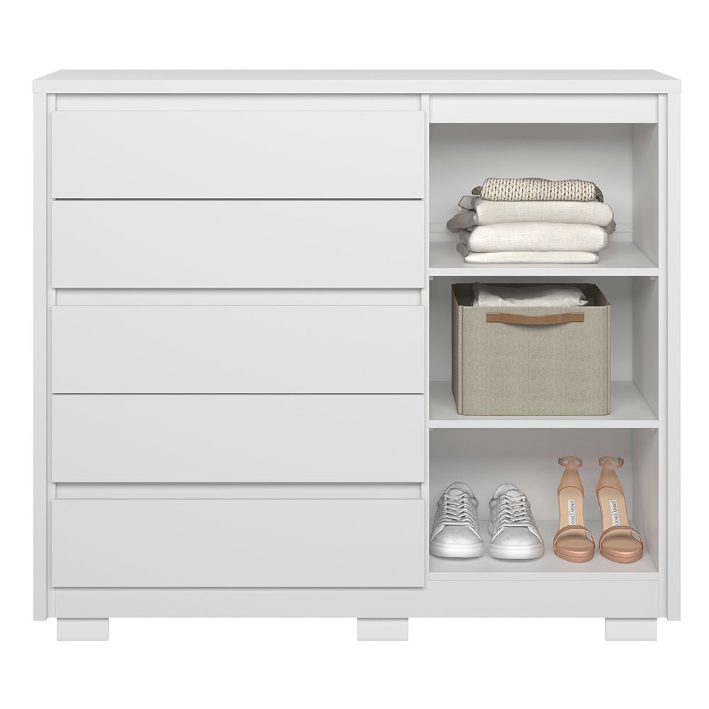 Cômoda Duetto 1 Porta 5 Gavetas Branca