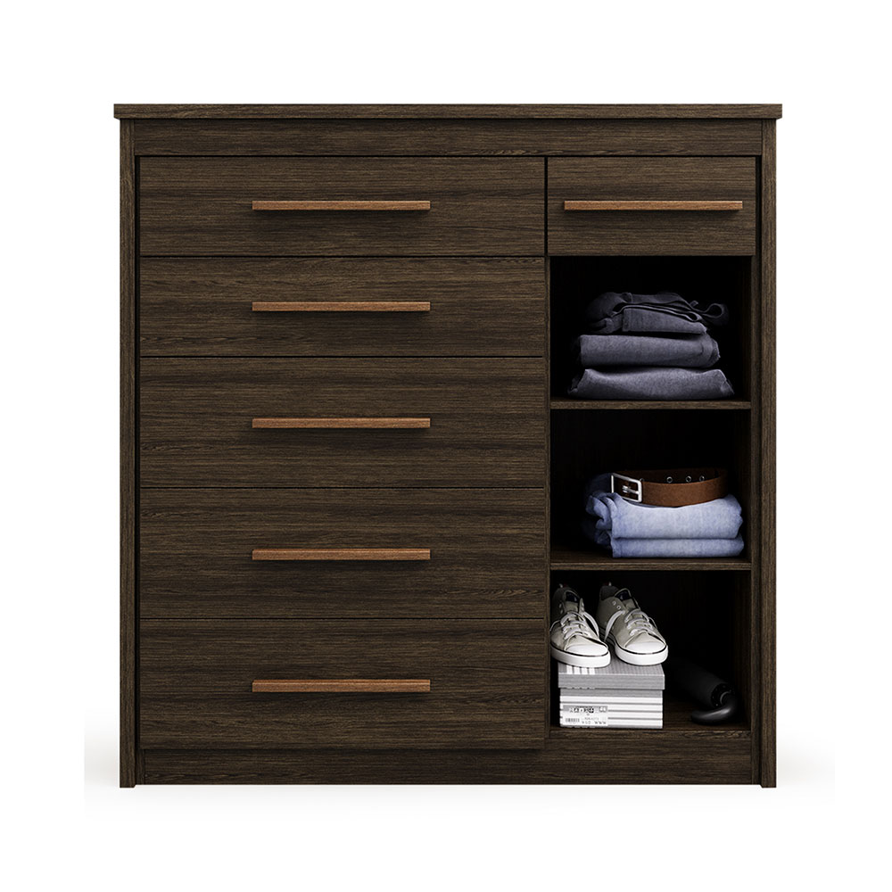 Cômoda Elegance 1 Porta 6 Gavetas Capuccino Wood