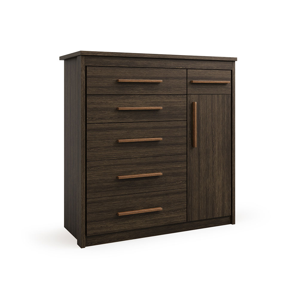 Cômoda Elegance 1 Porta 6 Gavetas Capuccino Wood