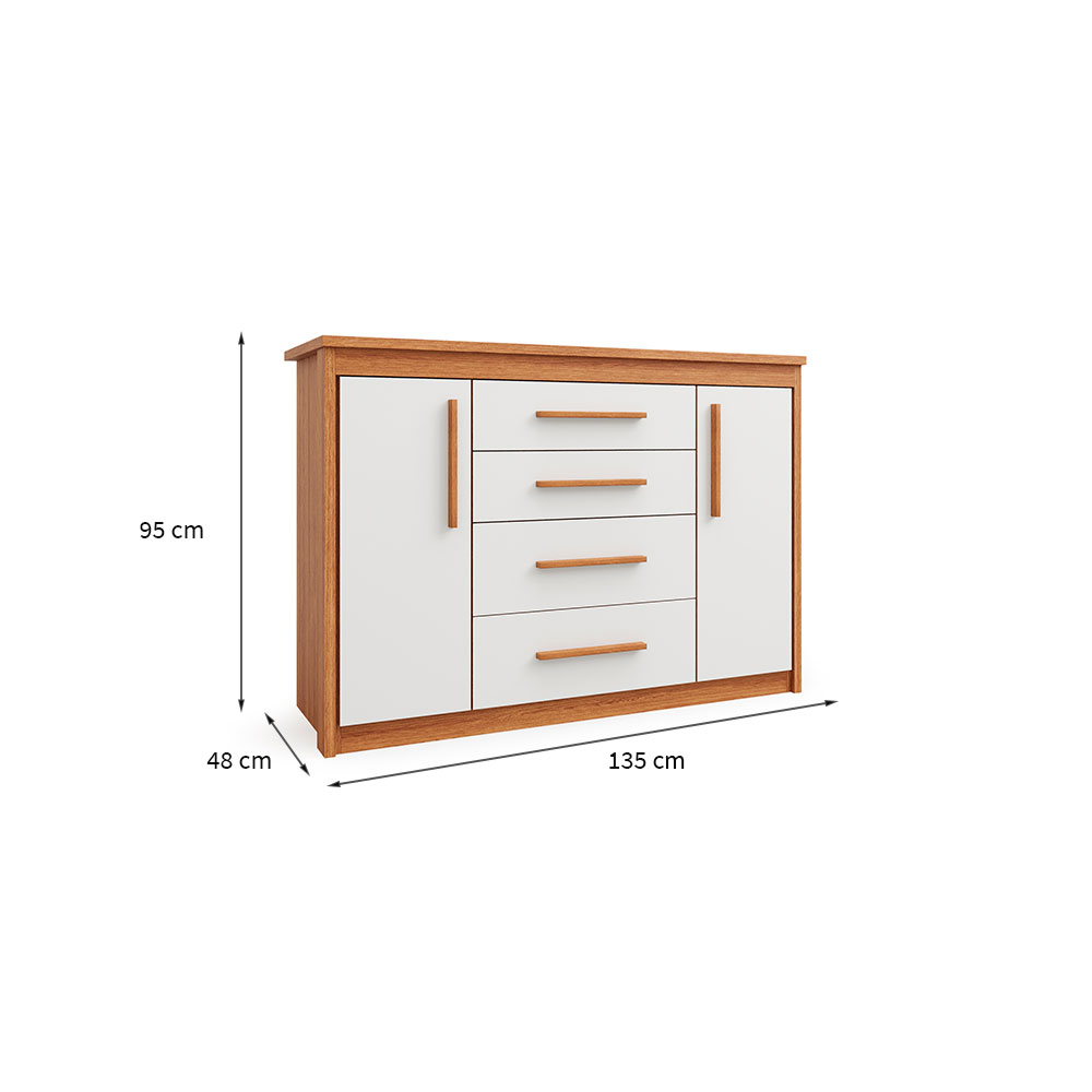 Cômoda Elegance 2 PT 4 GV Freijó Wood e Off White