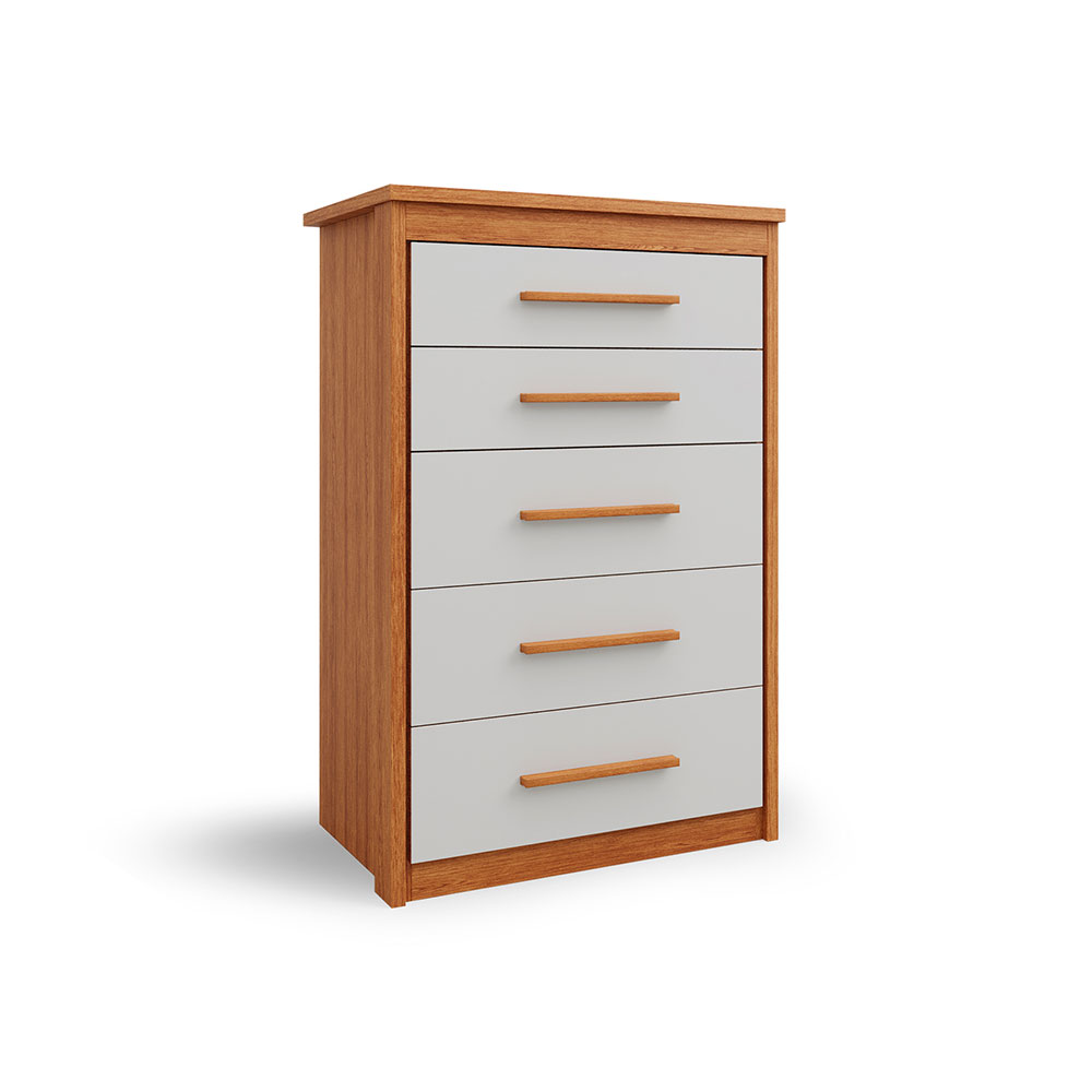 Cômoda Elegance 5 Gavetas Freijó Wood e Off White