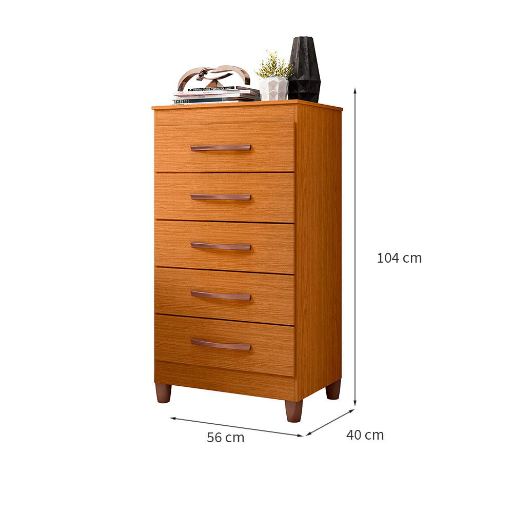 Cômoda Esmeralda 5 Gavetas Cinamomo