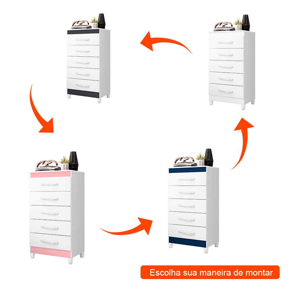 Cômoda Esmeralda Flex 5 Gavetas Cinamomo