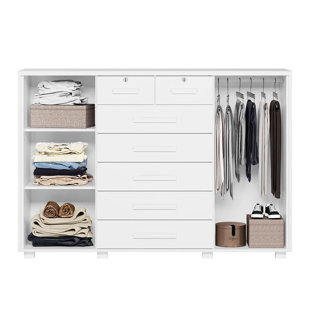Cômoda Fontana 2 Portas 7 Gavetas Branca