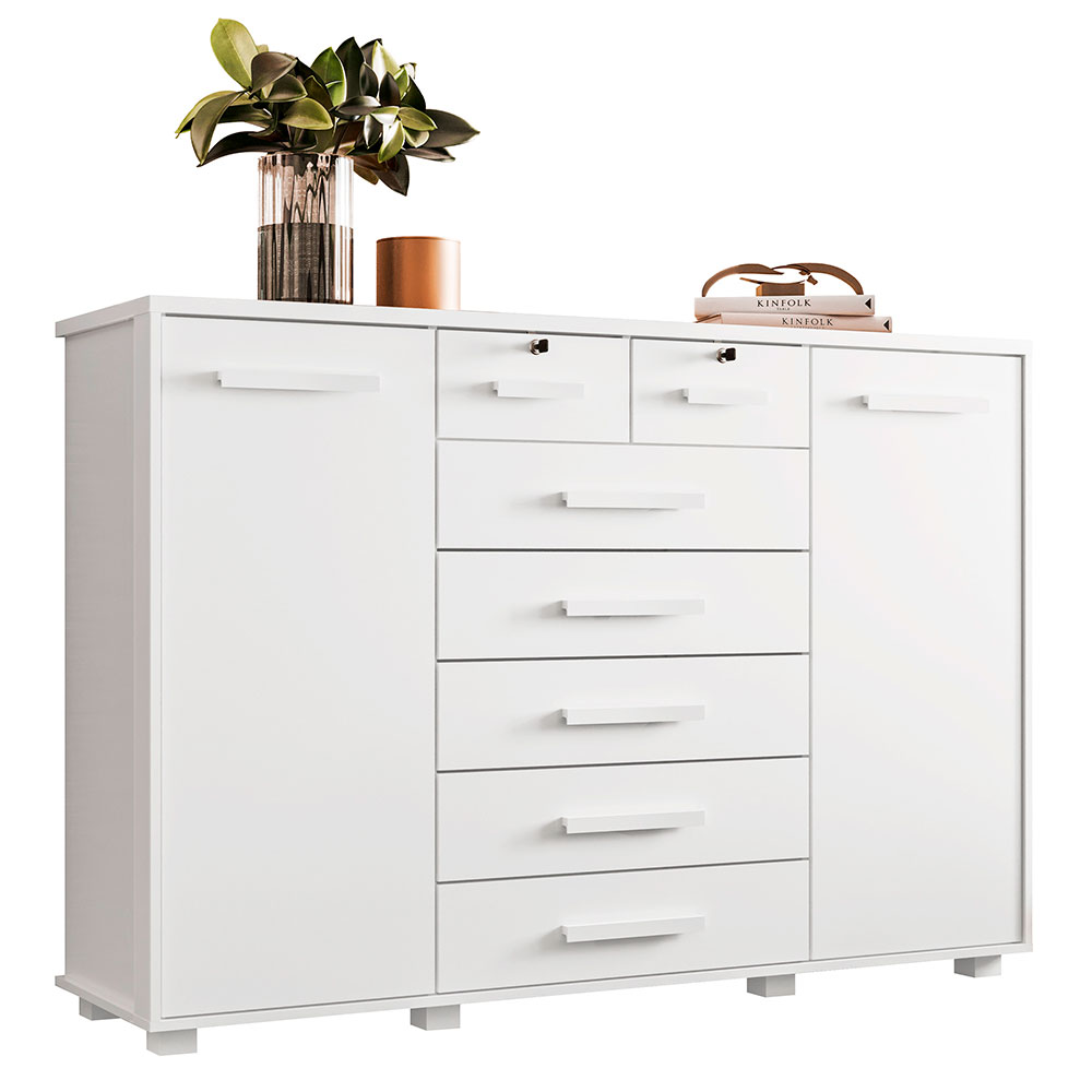 Cômoda Fontana 2 Portas 7 Gavetas Branca