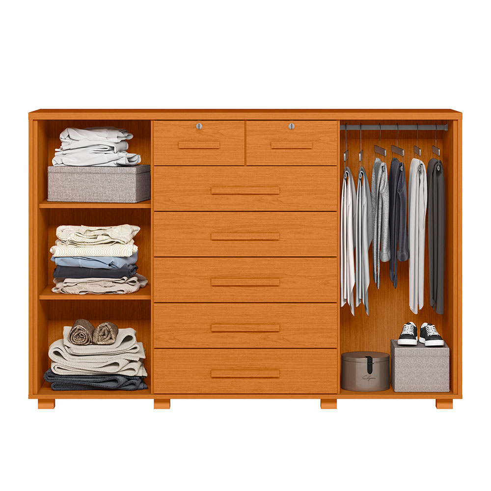 Cômoda Fontana 2 Portas 7 Gavetas Cinamomo