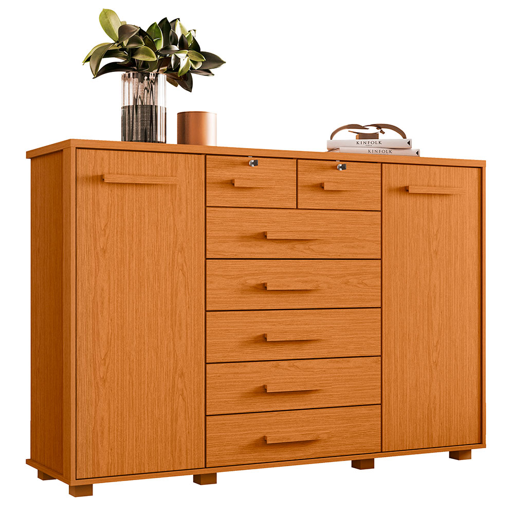 Cômoda Fontana 2 Portas 7 Gavetas Cinamomo