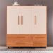Cômoda Gaudi 3 Portas 4 Gavetas Freijó e Off White