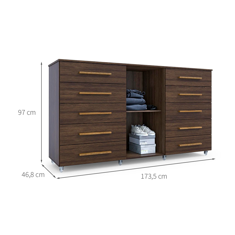 Cômoda Imperial 1 Porta 10 Gavetas Capuccino