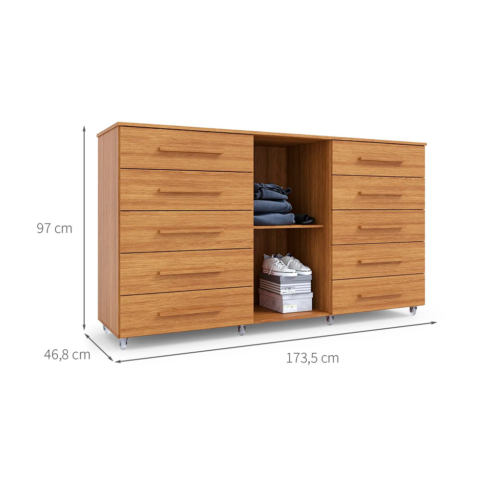 Cômoda Imperial 1 Porta 10 Gavetas Freijó