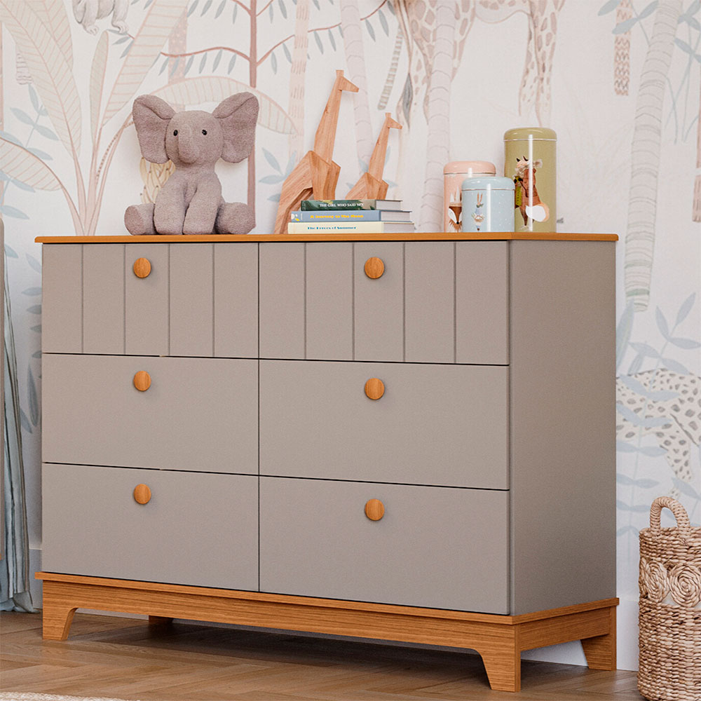 Cômoda Infantil Biscoito 6 GV Fendi e Nature