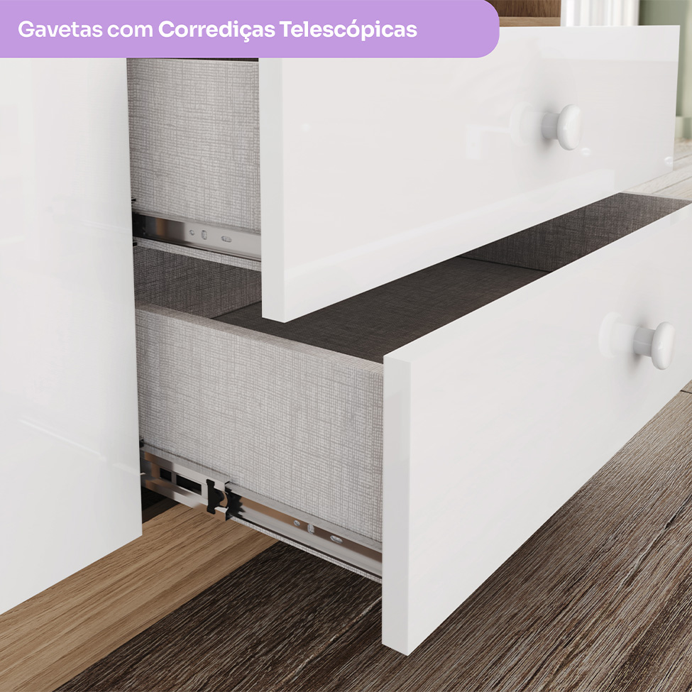 Cômoda Infantil Magia 3 Gavetas Branca e Jequitibá