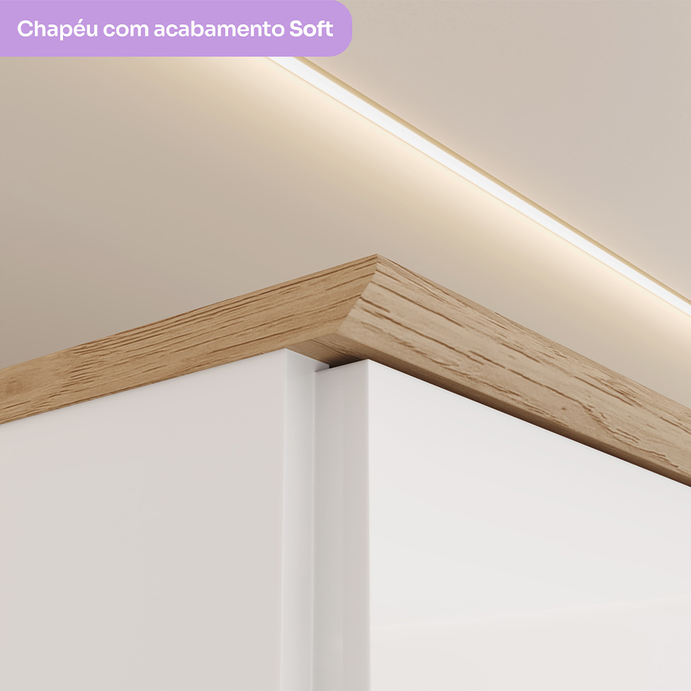 Cômoda Infantil Magia 3 Gavetas Branca e Jequitibá