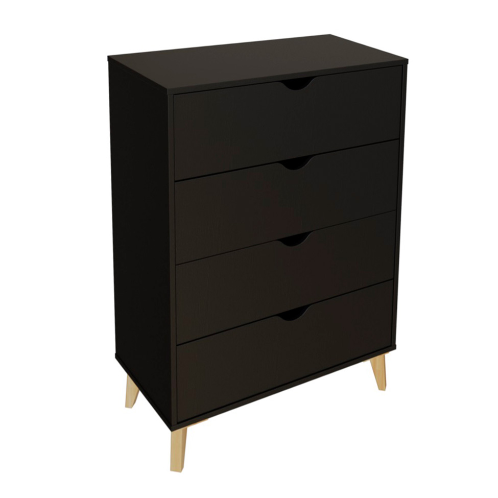Cômoda Ipanema 4 Gavetas Preta 76 cm