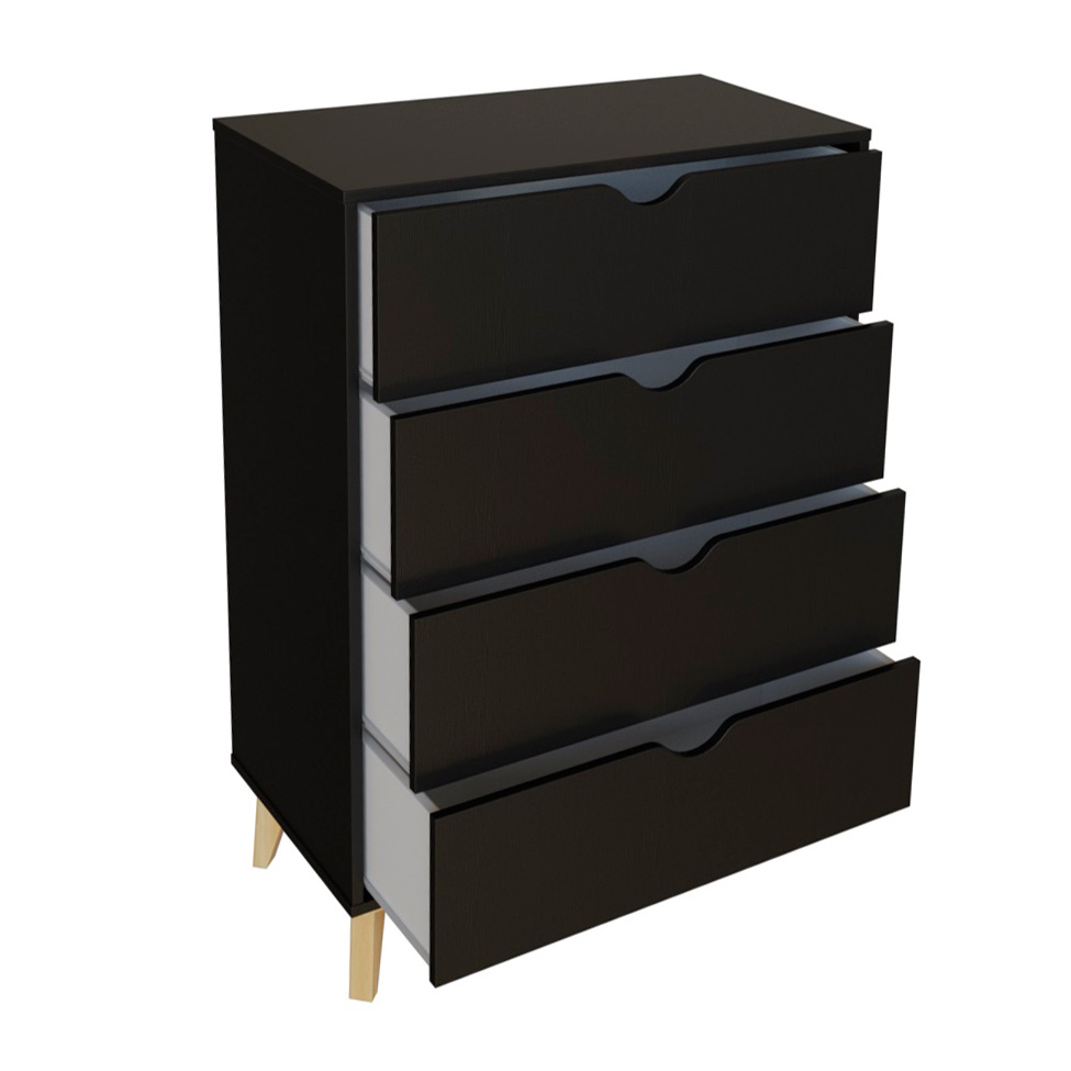 Cômoda Ipanema 4 Gavetas Preta 76 cm